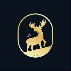 Royal deer gold brown logo vector, Hipster luxury logo vector