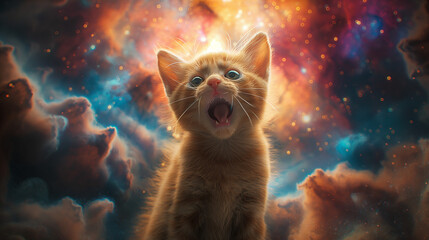 宇宙で驚く猫