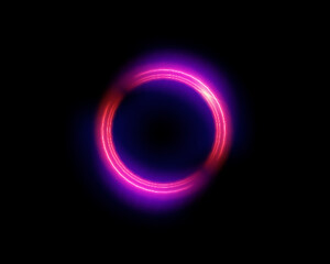 Neon circle frame on blue background. Glowing neon circle frame. Set of neon glowing circles. Glowing rings on dark background.
