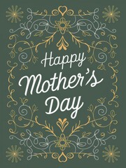 Mother's Day greeting card, elegant script, vertical Design - stationery, gift industry. - obrazy, fototapety, plakaty