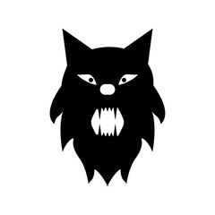 simple logo in the shape of a black and white wolf