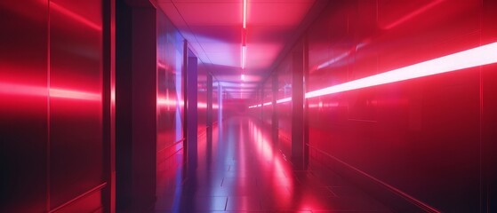 3D illustration of a corridor with laser beam security