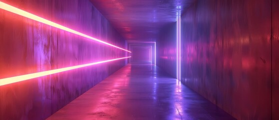 3D illustration of a corridor with laser beam security