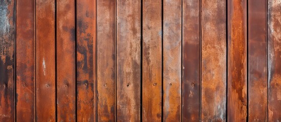 Closeup of a hardwood fence with brown wood stain