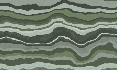 green layered rock. Bedded sedomentary rock cross section. Rock and soil layers.