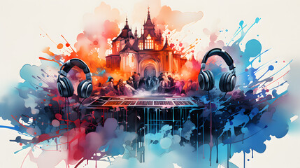 Electronic Dance Music Club watercolor 