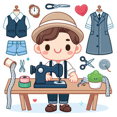  cute tailor vector  in white background 