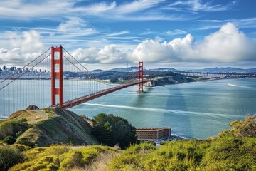 Beautiful San Francisco skyline with Golden Gate Bridge, Ai generated