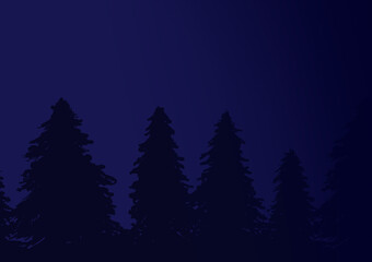 trees in the night sky background 