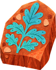 Plant fossil hand drawn illustration in cartoon design © CrafteryCo.
