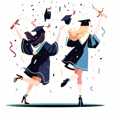 graduating students celebrating with confetti clip art preview