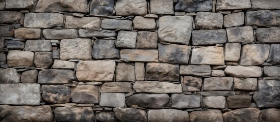 Detailed closeup of brickwork pattern on stone wall