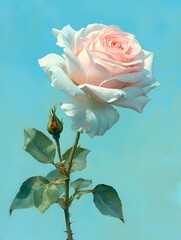oil painting of one rose, Generative AI