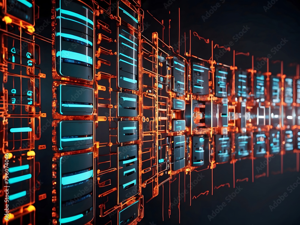 Aufkleber cybersecurity concept with digital locks design and firewalls protecting a network, symbolizing defe