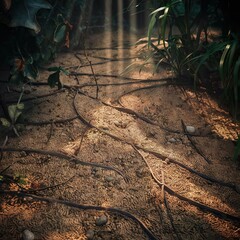 Forest ground sun rays nature concept road nature concept