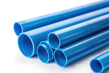 Photo of blue pvc pipes appliance plastic device.