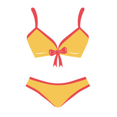 Female swimsuit. Summer bikini. Vector illustration isolated on white background.