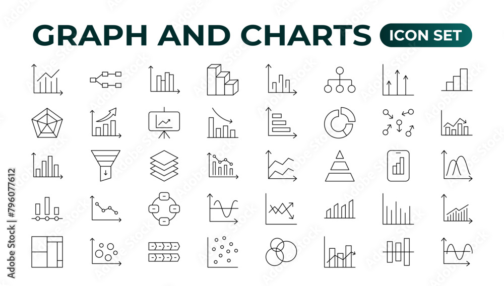 Poster growing bar graph icon set. business graphs and charts icons. statistics and analytics vector icon. 