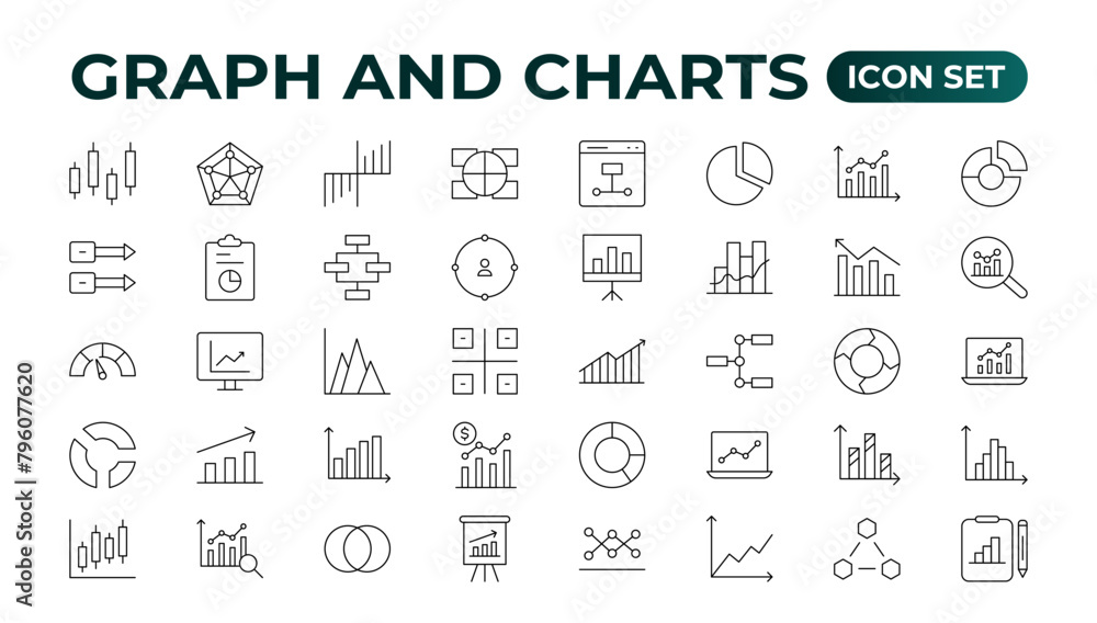Poster growing bar graph icon set. business graphs and charts icons. statistics and analytics vector icon. 