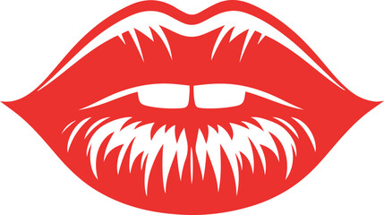 Woman lips and mouth . Female lips lipstick kiss for valentine day and love illustration.
