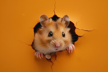 Poor hamster peeking out animal portrait rodent.