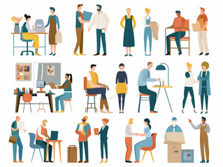 set of business people
