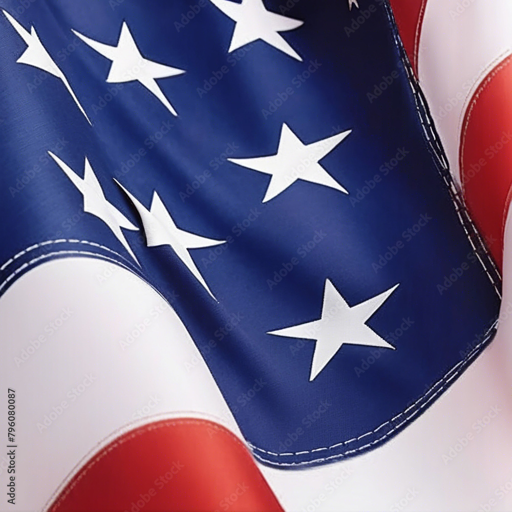 Poster American Flag On White  Background