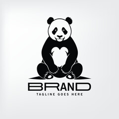 panda vector silhouette black logo 