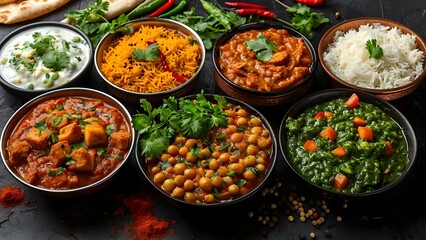 Indian Regional Delights: A Buffet Showcase. Concept Indian Cuisine, Regional Dishes, Buffet Presentation, Culinary Delights, Food Showcase