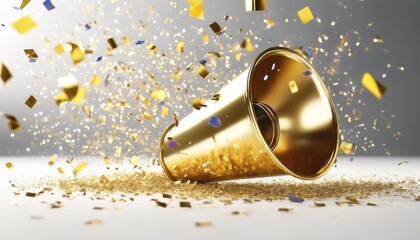 'confetti 3d white. flying party render isolated Gold popper illustration celebrate birthday...
