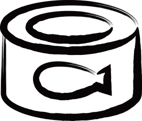 防災に必要な持ち物の筆書き単品アイコン　缶詰