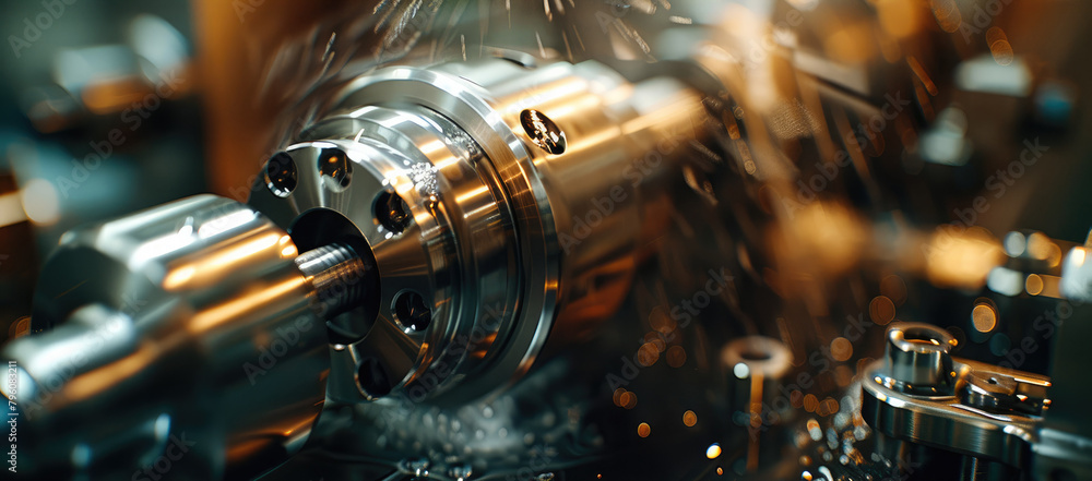 Aufkleber A close-up shot of a precision milling machine at work. Generative AI.