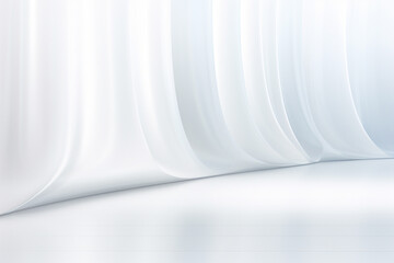 Abstract white interior with curtain. 3d render illustration mock up