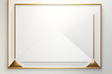 3d rendering of a golden frame on a white background with space for text