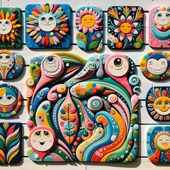 Vibrant Abstract Colorful Plaques Captivating Visuals