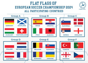 Euro 2024 flat flags of 24 participating countries