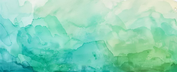  Blue green watercolor paint splash, blotch background with fringe bleed wash and bloom design, blobs of paint, old vintage watercolor paper grain texture. Turquoise white mountain abstract landscape  © Vita