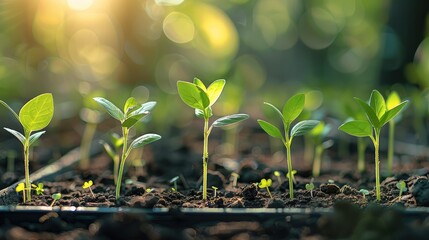 Planting the seeds of success, the journey of business growth, An inspiring visual representing lifelong learning or personal growth, growing plant seedlings. Generative AI. - obrazy, fototapety, plakaty