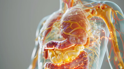 An illustration of the human digestive system. - obrazy, fototapety, plakaty