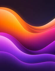 Purple Orange Vibrant Abstract: Glowing Color Wave Design - obrazy, fototapety, plakaty