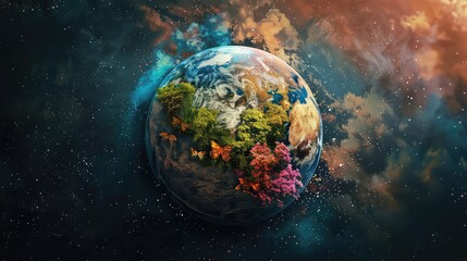 World environment and earth day concept with globe, nature and eco friendly environment. Generative AI