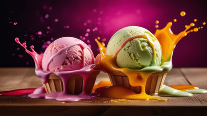 Magic in every serving: delicious multicolored ice cream. 