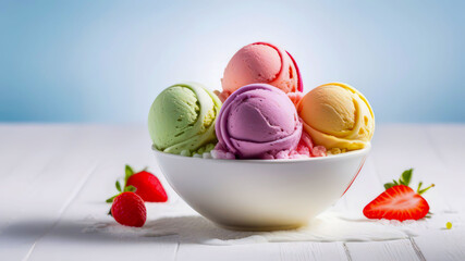Crystal cool: ice cream in bright colors. 
