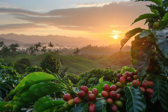 Indonesian Kopi Luwak rare coffee Sumatra plantation dawn
