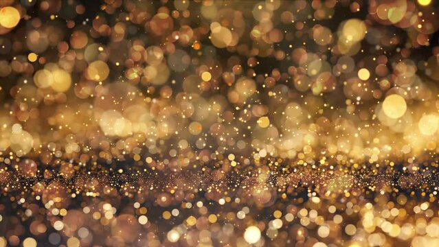 abstract blur golden glitter border on black background. seamless looping overlay 4k virtual video animation background