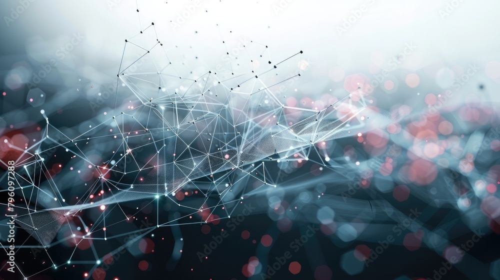 Aufkleber Cyber networks and data flows are depicted in a vivid manner as an example of digital connectivity and data flow. Generative AI.