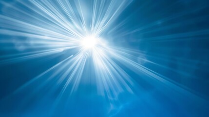 Fototapeta premium A dazzling beam of sunlight in the azure sky.