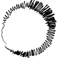 paintbrush with black ink in old style, abstract circle with brush stroke