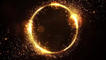  gold glitter circle of light shine sparkles and gold. seamless looping overlay 4k virtual video animation background - Powered by Adobe
