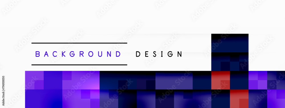 Poster a rectangular pattern of violet and magenta checks with the words background design below it, illust